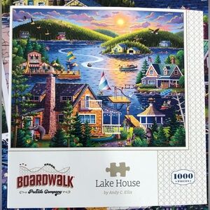 Boardwalk Puzzle Company 1000 Piece Puzzle “Lake House” Complete